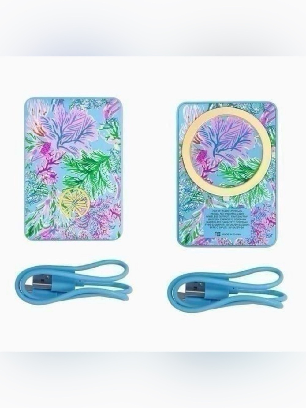 Lilly Pulitzer Portable Wireless Charger Features In Cay To My Heart - Picture 2 of 7